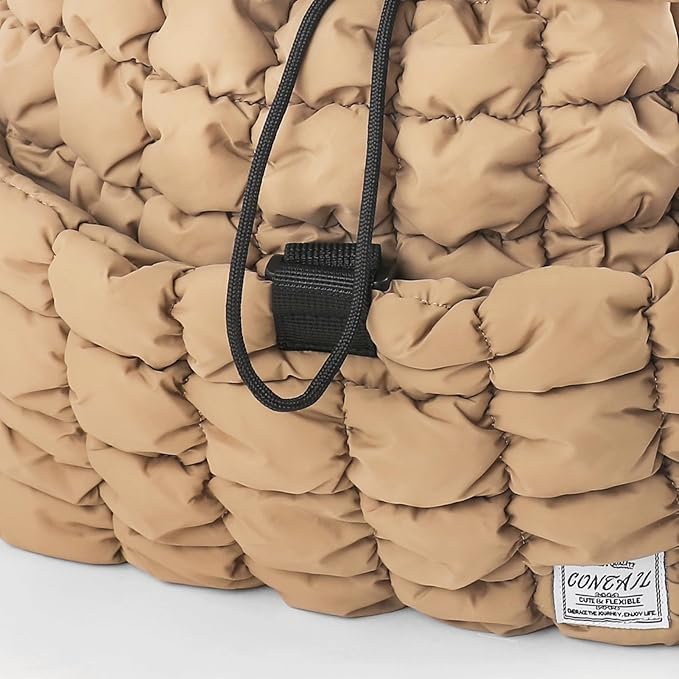 CONTAIL 18L Quilted Puffer Backpack for Women,Lightweight Puffy Hiker Pack,Khaki