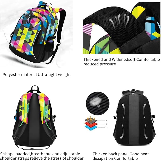 rickyh style School Backpack Travel Bag for Men & Women Lightweight College Back Pack with Laptop Compartmen (23SANJIAO)