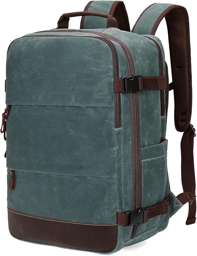 BOVIP Travel Backpack for Men, Carry On Backpack, Flight Approved Personal Item, 18.4 inch Laptop Backpack, Dark Green