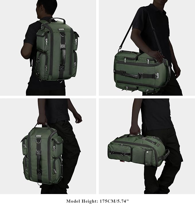WITZMAN Travel Backpack for Men Carry On Backpack Duffel Bag Large Capacity Laptop Backpack 17 Inch (6695 Army Green)