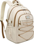 Teen Girls Backpack School Bag, 17.3in Laptop Backpack for Women Work Commuter, Aesthetic College Bookbag for Students, Beige