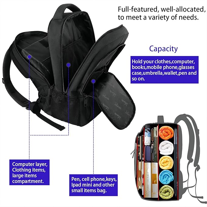 MATEIN Business Laptop Backpack, 15.6 Inch Travel Laptop Bag Rucksack, Water-Resistant Bag Daypack for Work College Computer Men Women Backpack, Black