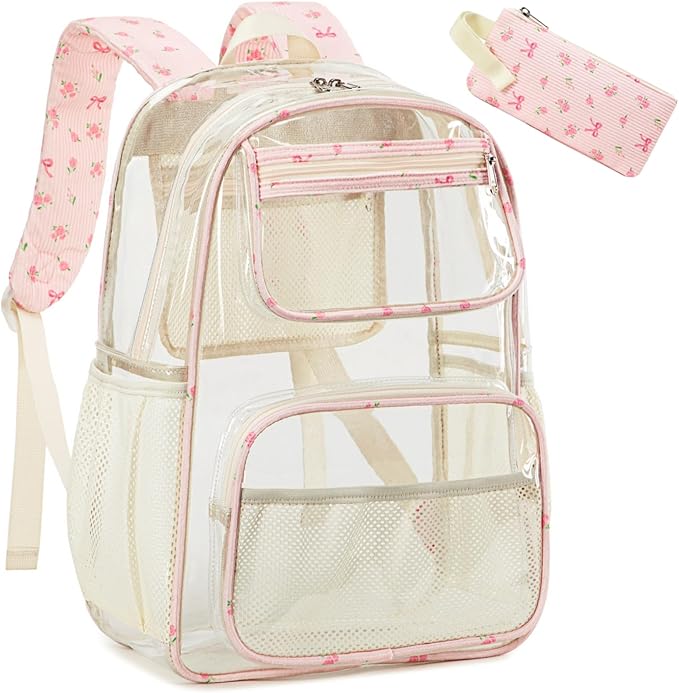Bluboon Clear Backpack Heavy Duty Kids Boys Clear Bookbag See Through Backpacks with Pencil Case for College Work
