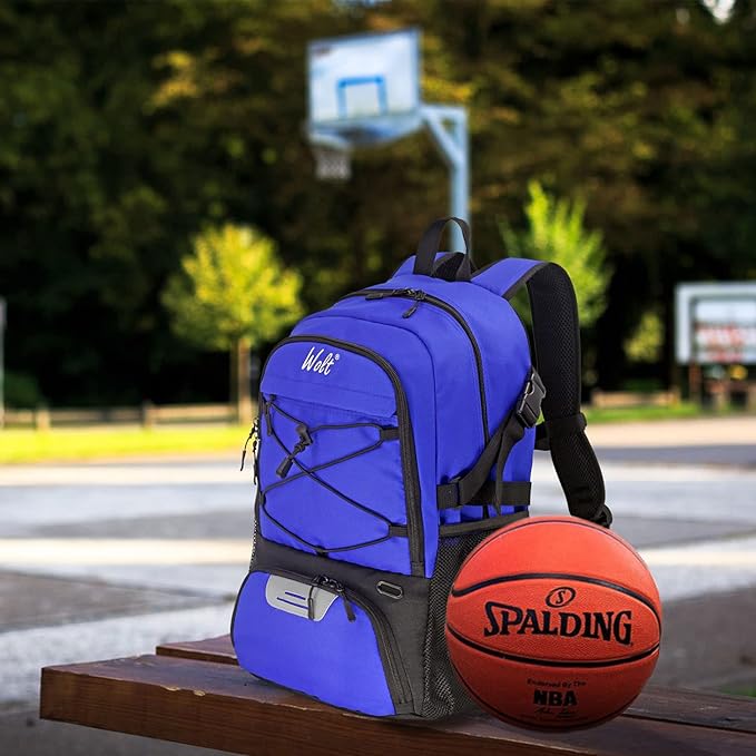 WOLT Basketball Backpack Large Sports Bag with Separate Ball Holder & Shoes Compartment, Best for Basketball, Soccer,Gym