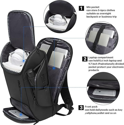 BANGE Business Laptop Smart backpack Can Hold 15.6 Inch Laptop Commute Backpack Carry on bag for men and women (Black)