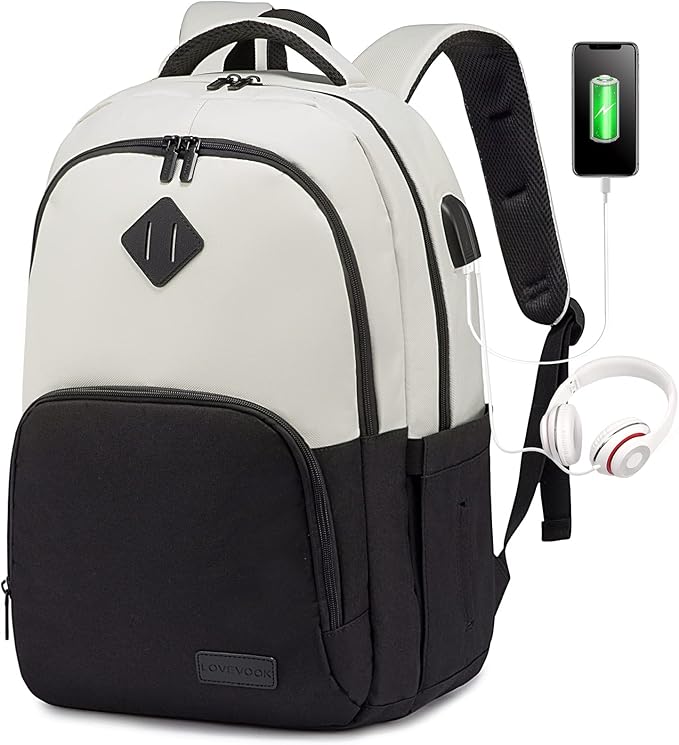 LOVEVOOK School Backpack for Women Men Classic Backpack with 15.6" Laptop Compartment Lightweight Bookbag for College Work High School