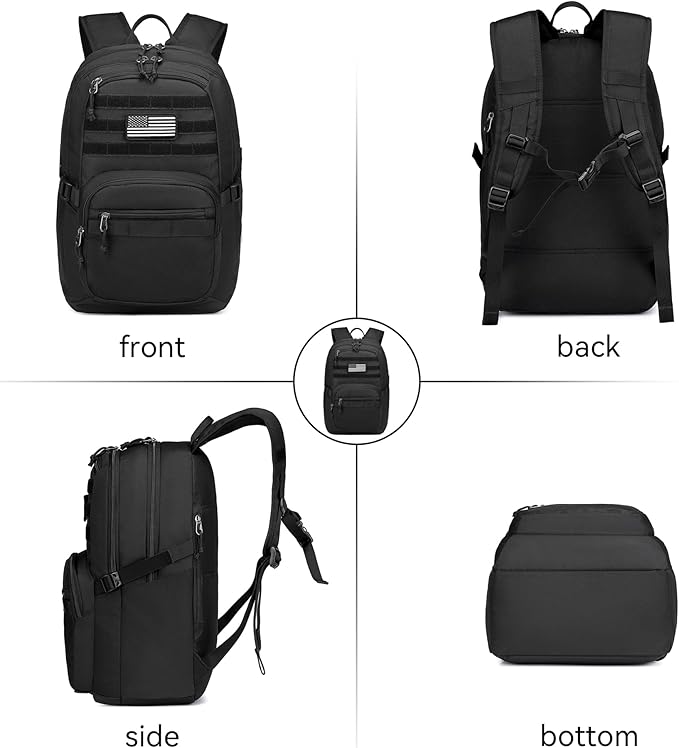 Military Tactical Backpack for Men Army 3 Days Assault Pack Bag with Molle System for Outdoor Adventures (Black, 30L)