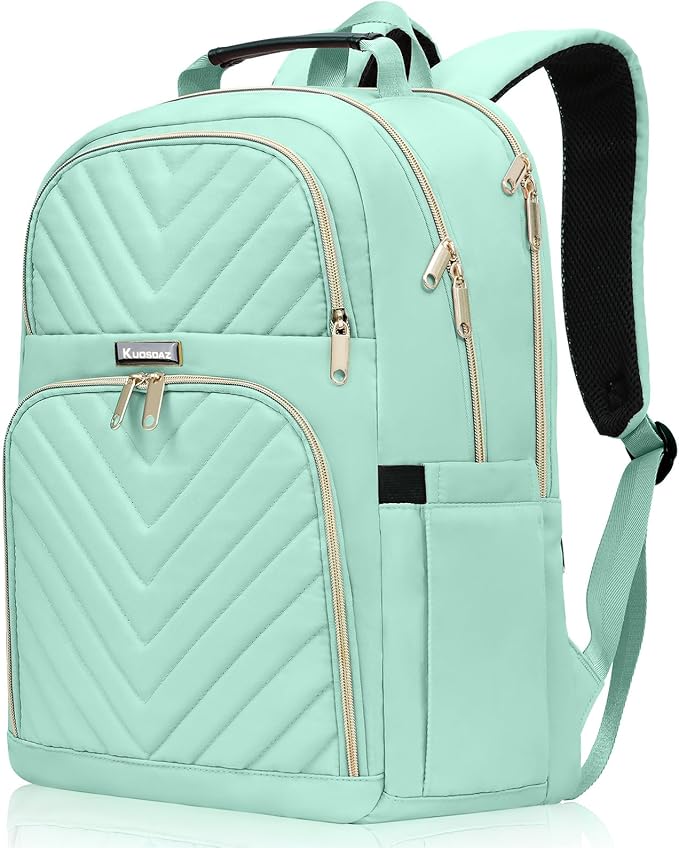 Backpack for Men Women, School Backpack for Boys Girls, 15.6 Inch Quilted Laptop Backpack, Large High School Bookbags for Teens, Teal