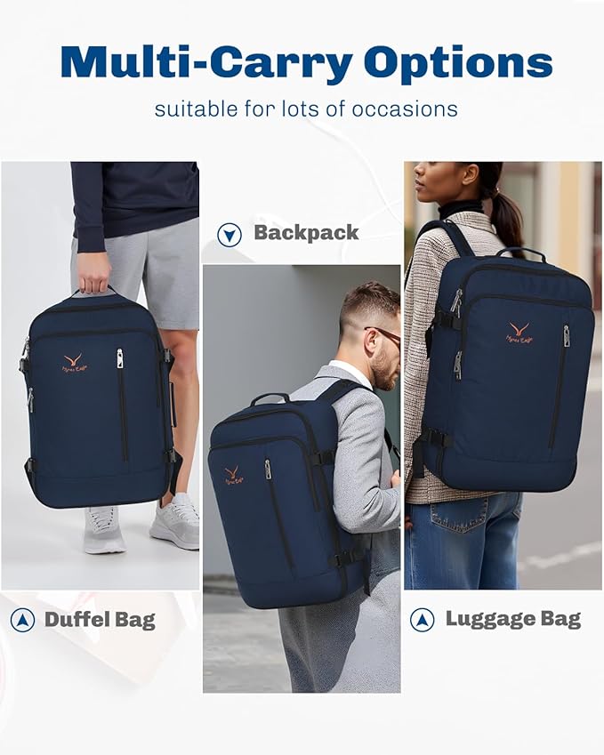 Hynes Eagle Carry on Backpack 38L Large Travel Backpack for Women Flight Approved Weekender Bag Laptop Backpack Men 15 inches Dark Blue