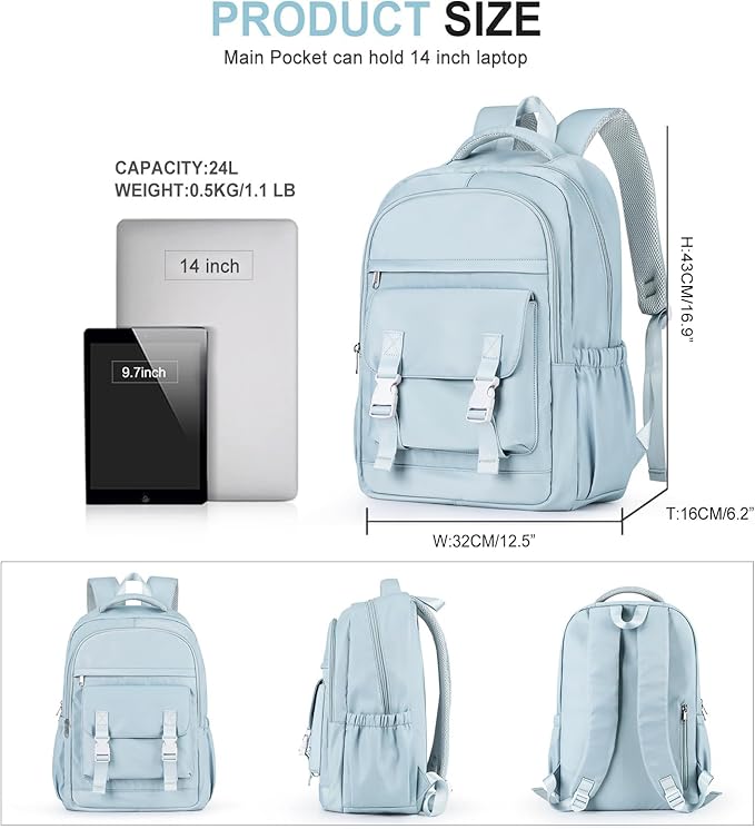School Backpack For Women Men College Backpack With Lots Of Pockets Cute BookBag Casual Daypack Backpacks For Teens Girls Boys Waterproof(Blue)