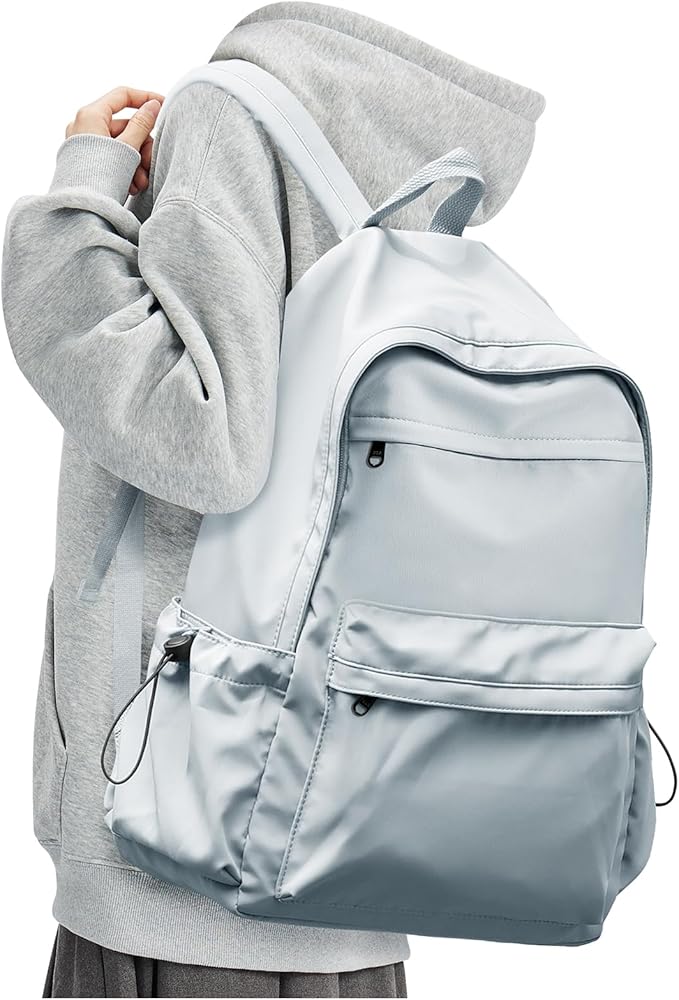 BJLFS Light Blue Backpack for School Women Girls, Waterproof Bookbag Cute High School Backpacks for Men Teen Boys, Lightweight Travel College Backpack Mochilas Escolares para Casual Daypack Rucksack