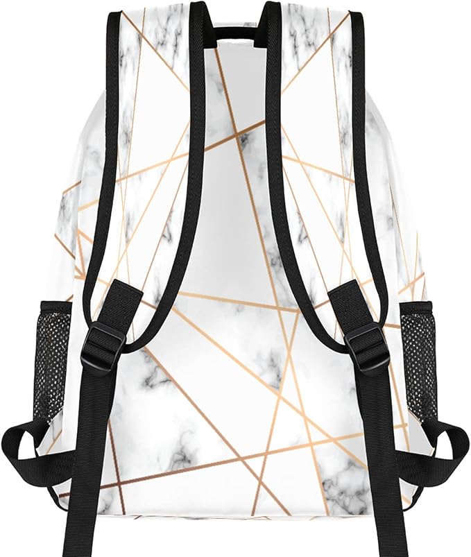 Pardick Backpacks Boys Girls, Abstract Marble Stone Geometric Lightweight School Backpack Laptop College Bookbag, Travel Casual Daypack, Hiking Camping Computer Rucksack