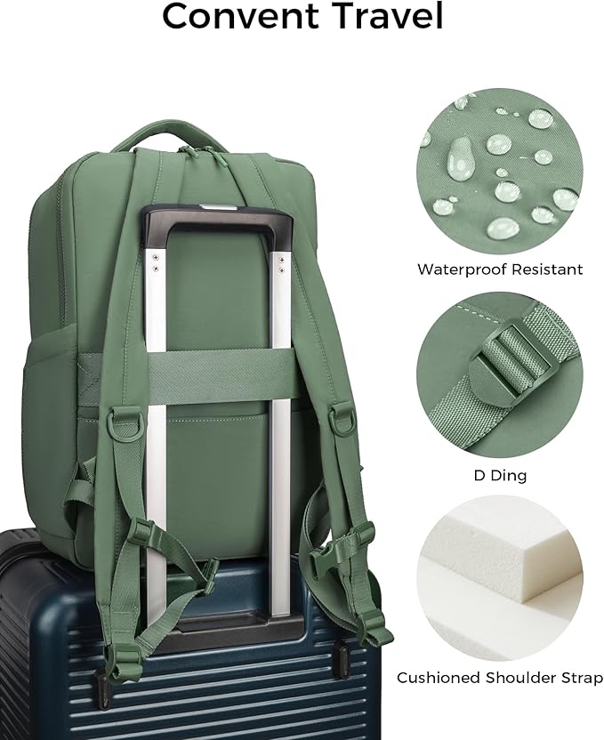 FODOKO Backpack for Work, Casual Backpack for Women Men Daypack Backpack for Travel College Bookbag Separate Compartment for 15.6 Inch Notebook JasperGreen