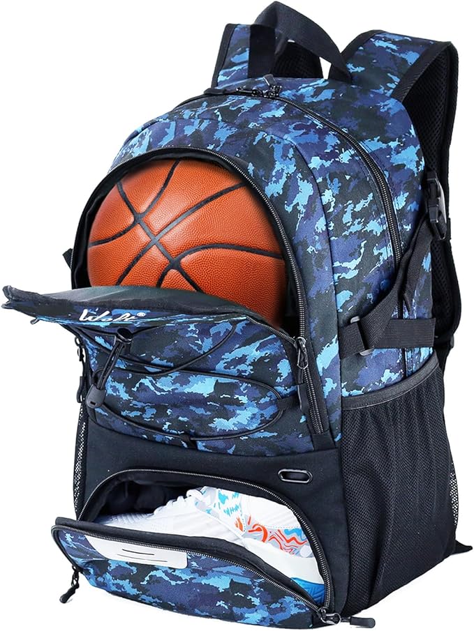 WOLT Basketball Backpack Large Sports Bag with Separate Ball Holder & Shoes Compartment, Best for Basketball, Soccer,Gym