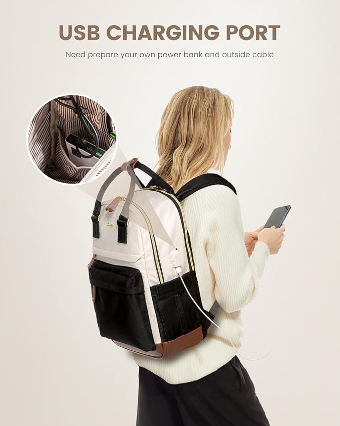 LOVEVOOK Travel Laptop Backpack Women, 15.6 Inch Anti-theft Laptop Bag with USB Port, Fashion Waterproof Computer Backpacks Teacher Nurse Backpack Purse for College School Work