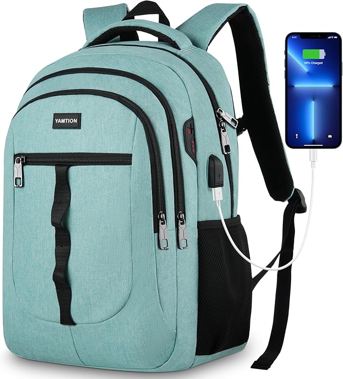 YAMTION School Backpack for Teen Girls and Boys 15.6 inch Laptop Bookbag Backpack with USB for High School College Students