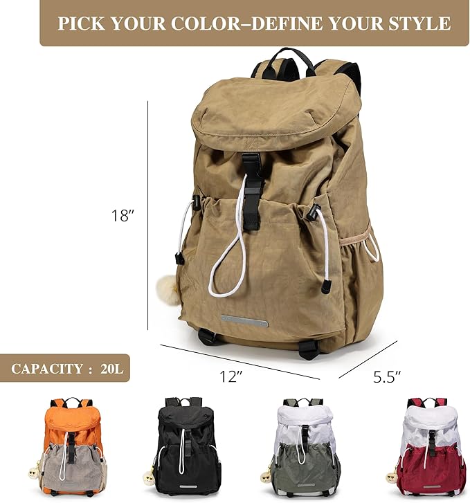 Drawstring Backpack for Teen Girls Boys, Work College Travel 17 Inch Laptop Backpack, Cute Back to School Bookbag, Casual Daypack for Middle High School University Daily Use Gym