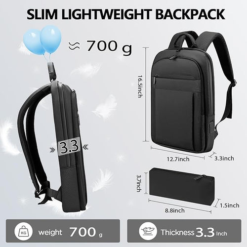 Backpack for Men Women Lightweight Business Laptop Backpack for 15.6 Inch Computer Bag Slim Anti-Theft Backpack for Commuting Work Office College Travel with a Small Bag (Black, 15.6") | Lightweight, Computer Bag, for Commuting, Work, Office, College