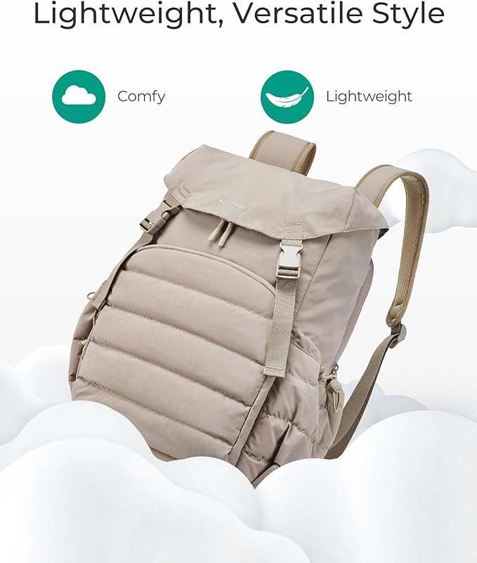 BAGSMART College Laptop Backpack, Opening Travel Backpack for Women, Outdoor Backpack for 15.6 Inch Laptop, Camel