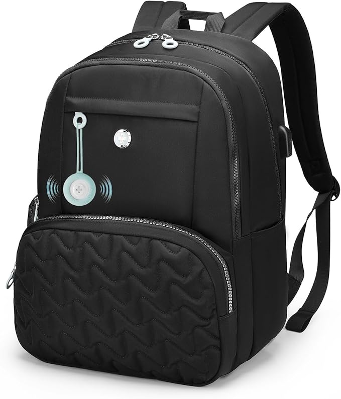 Swissdigital Design Backpack for Women, Medium Black Backpack with Finder, 15.6 inch Laptop Modern Backpacks with USB Charging Port and Finder – Finder Color Random | SD17119507F-01