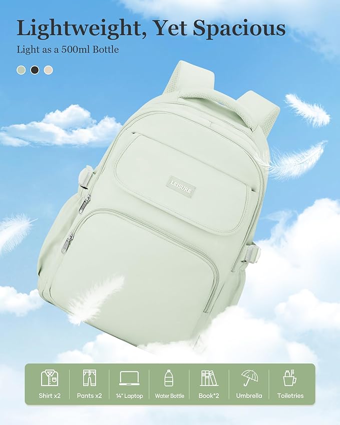 Aesthetic College Backpacks For Women Men,Waterproof High School Back pack,Kawaii Backpack For Teens Girls Boys,Student Latop Travel Backpack(Mint Green)