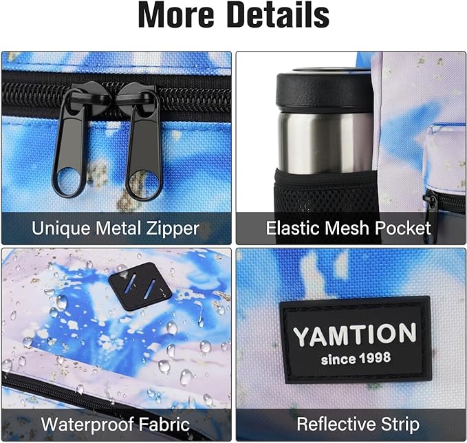 YAMTION School Backpack,Classic Cute Bookbag Men and Teen Boy Schoolbag with USB Charging Port for High School College Office Work Travel