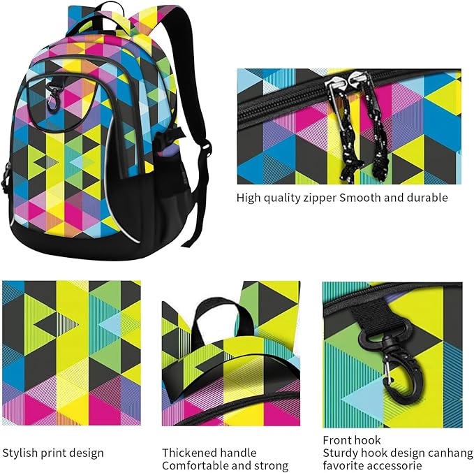rickyh style School Backpack Travel Bag for Men & Women Lightweight College Back Pack with Laptop Compartmen (23SANJIAO)