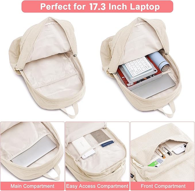 Backpack for School Girls and Boys, Lightweight School Bookbag for Teens, College Students Women & Men, Cute Large Laptop Backpack Fits 17.3 Inch Notebook (Machine Washable)