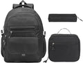 Phaoullzon Teen Girls School Backpack with Lunch Box for Boys, College Aesthetic Laptop Bookbag for Women,Black
