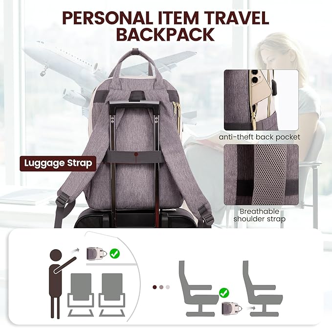 LOVEVOOK Laptop Backpack Women,Large Capacity 15.6 inch Laptop Bag Travel Backpack for Women,Computer Work College Teacher Backpacks with USB Port,Waterproof Personal Item Backpack Casual Daypack