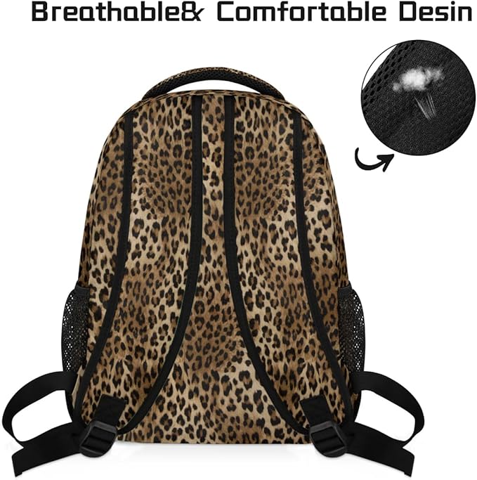 Pardick Leopard Cheetah Tiger Backpack for Kids Girls Boys Lightweight School College Students 18in Bookbag Large Capacity Computer Backpacks Laptop Rucksack Travel Gym Hiking Camping Daypack