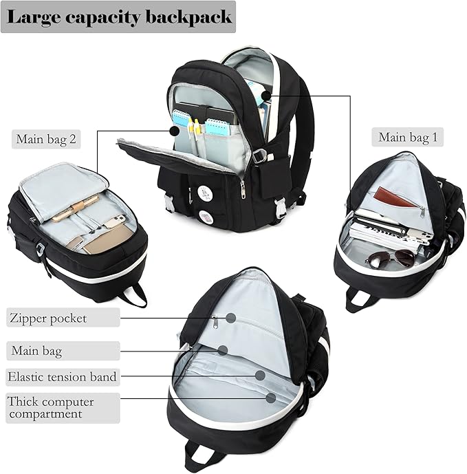 Makukke School Backpacks for Teen Girls - Laptop Backpacks 15.6 Inch College Cute Bookbag Anti Theft Women Casual Daypack,White