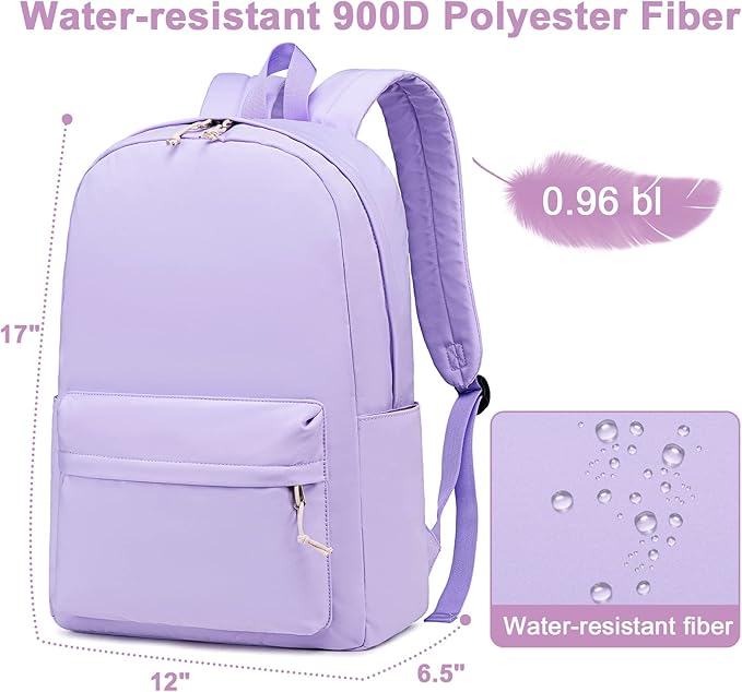 School Backpack for Teen Girls Women Laptop Backpack College Bookbags Middle School Travel Work Commuter Back Pack（Lavender）