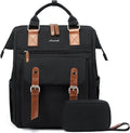 LOVEVOOK Laptop Backpack for Women, School Backpack for Teen Girls, Work Travel Backpack Purse, Commuter Business Computer Bag Teacher Nurse Bags, College Student Bookbag, 15.6 Inch, Black-brown