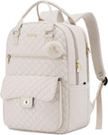 Teen Girls Backpack Aesthetic Bookbag for School, Women Laptop Bag with Charging Hole for Work Travel Middle High School Big Student, Beige