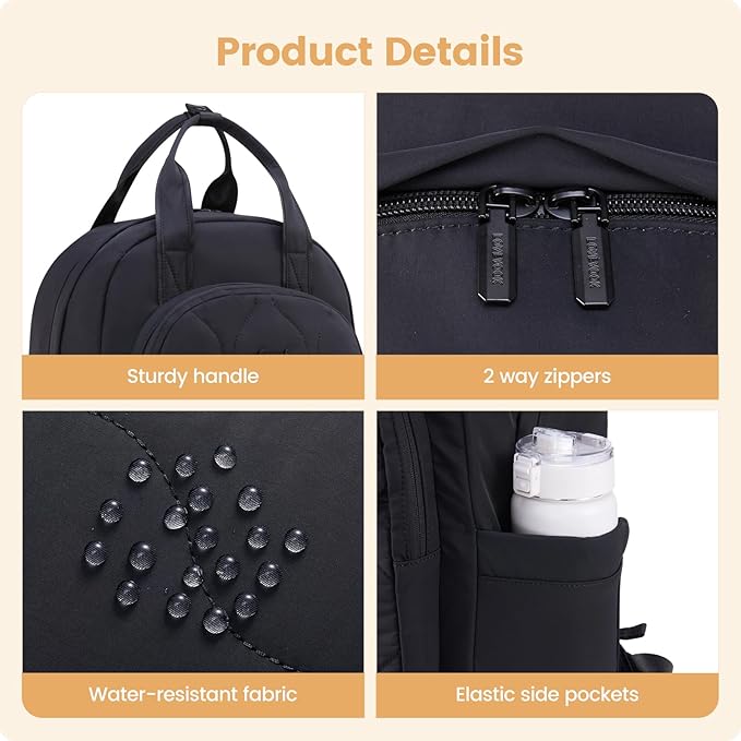 LOVEVOOK Laptop Backpack for Women, College Travel Backpack Puffer Womens Backpack for 17.3 Inch Laptop, Computer Water-Resistant Quilted Casual Daypack, Black