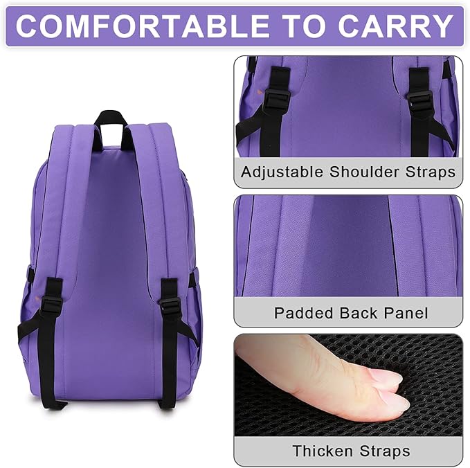 RAVUO School Backpack for Men Women, Water Resistant 15.6 inch Laptop Bag College Bookbag Casual Daypack Travel Rucksack