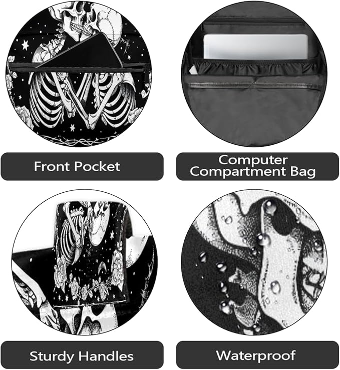 Pardick Skeleton Skull Backpack for Kids Girls Boys Lightweight School College Students 18in Bookbag Large Capacity Computer Backpacks Laptop Rucksack Travel Gym Hiking Camping Daypack