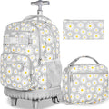 Rolling Backpack for Womens and Mens, Adults Wheeled Bookbag with Lunch Box for Girls and Boys.