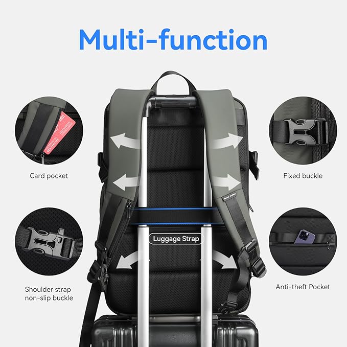 MARK RYDEN Travel Backpack for Men, 40L Airline Approved Carry on Backpack with USB Charging Port, 17.3 Inch Waterproof Business Laptop Backpack
