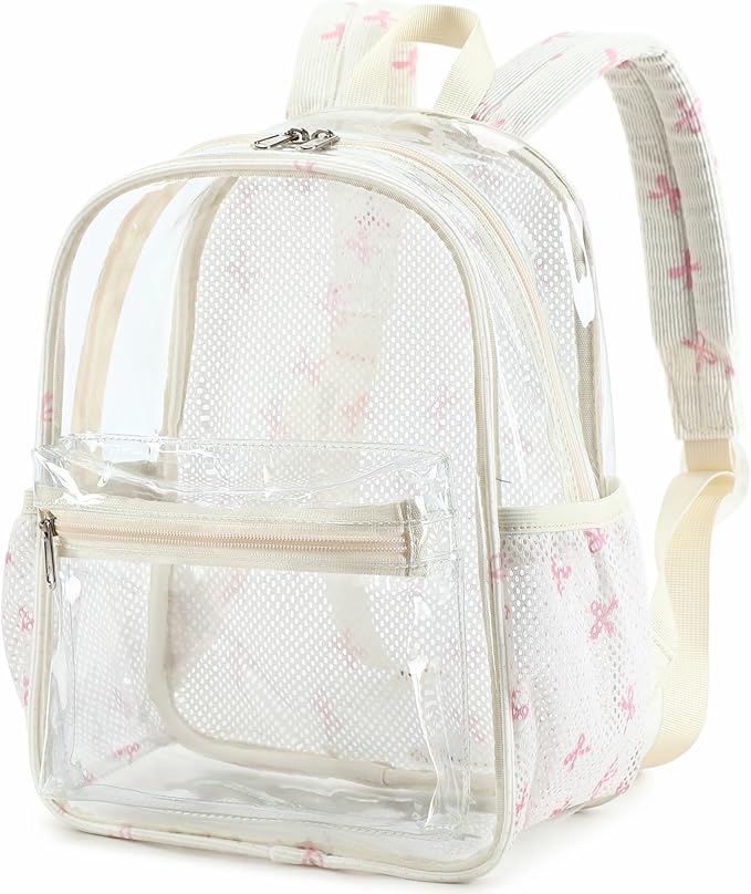 BTOOP Clear Mini Backpack for Stadium Events 12x12x6 Small Transparent Backpacks Plastic See Through Clear Bag for Concerts Work Festival Security Travel
