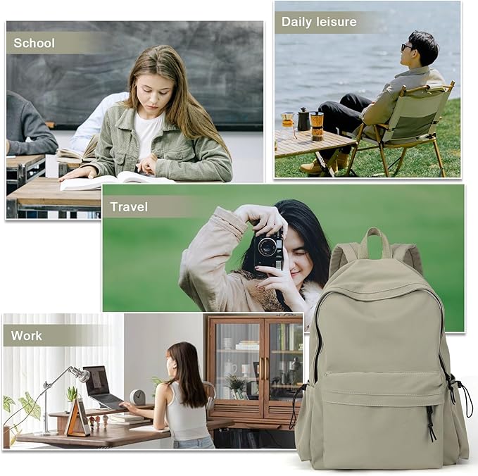 Middle School Backpack For Men Women Simple Backpack For College Students Aesthetic High School Bag Waterproof Bookbag For Teens Girls Boys（Green）