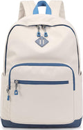 Lohol Classic Backpack for Girls Boys Teens, Lightweight Bookbag for School Travel College (Beige/Blue)