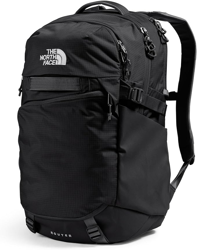 The North Face Router Everyday Laptop Backpack - Daypack, Water Repellent, Laptop Sleeve, Reflective Details, TNF Black/TNF Black-NPF, One Size