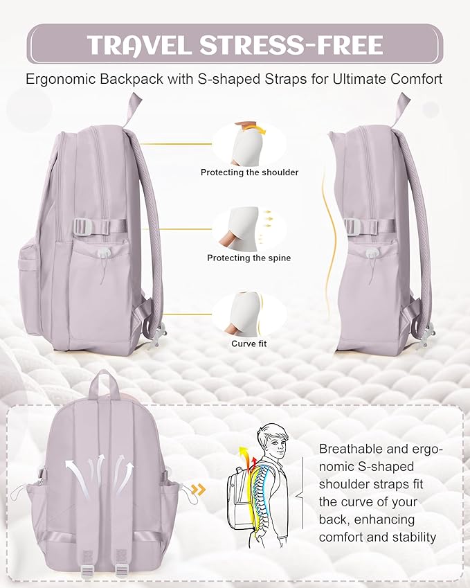 School Backpack for Teen Girls Lightweight College Backpack Women Travel Backpacks Waterproof High School Bookbag for Men Classic Casual Daypacks(Purple)