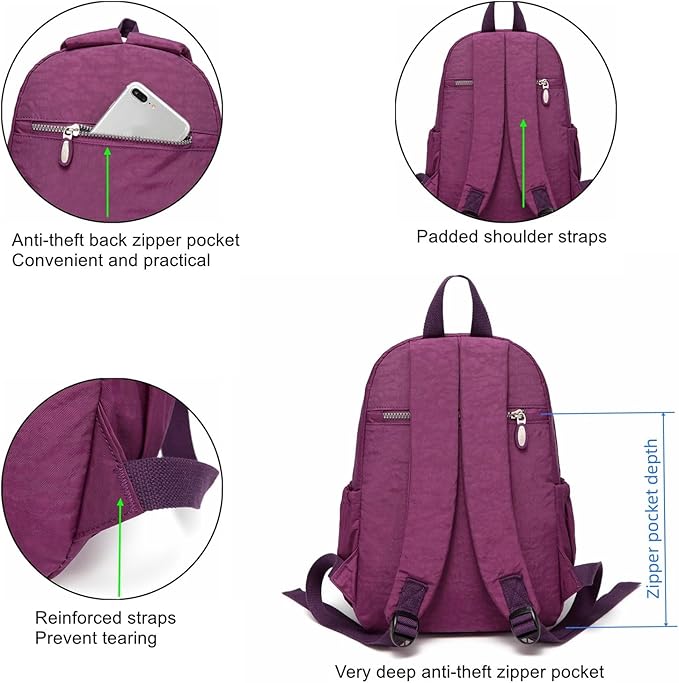 AOTIAN Small Size Backpack, Durable Lightweight Daypack for Women Girls & Boys Hiking Travel Sports, Purple