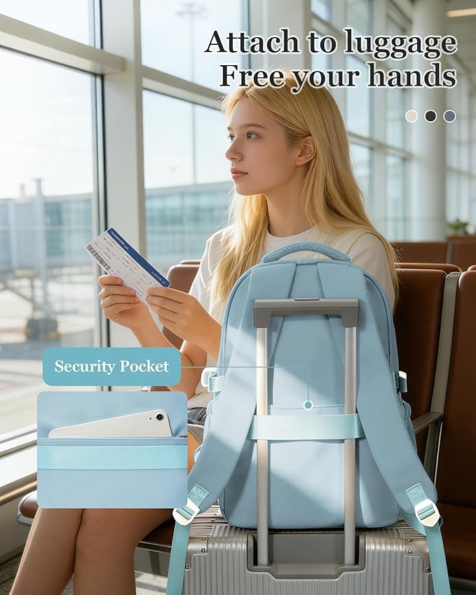 Waterproof Aesthetic Backpack For School, Cute High School Bookbag For Teen Girls Boys, Lightweight Casual Daypack Backpack For Women Men, College Backpack With Lots Of Pockets（Blue）