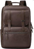 Business Men and Women PU Leather Backpack 15.6inch Laptop Waterproof Backpack Travel Commuter Lightweight schoolbag (Brown backpack5,Large)