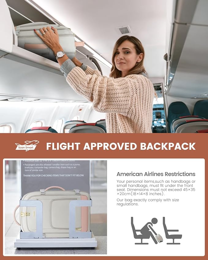 LOVEVOOK Travel Backpack For Women Flight Approved, 40L Carry On Backpack, Personal Item Travel Bag for Airplanes, Business Weekender Fit 17 Inch Laptop, Waterproof Overnight Daypack with 2 Cubes