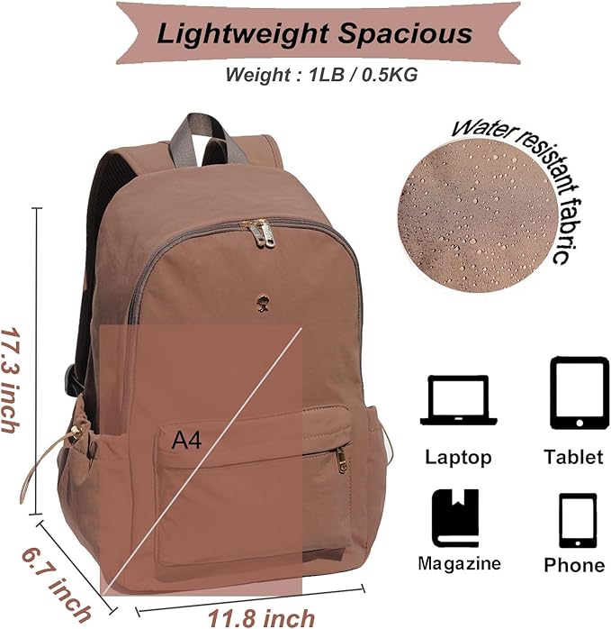 ESVAN Personalized Gifts Backpack Canvas Linen Nylon 17 inch Laptop Bag for Women Casual College